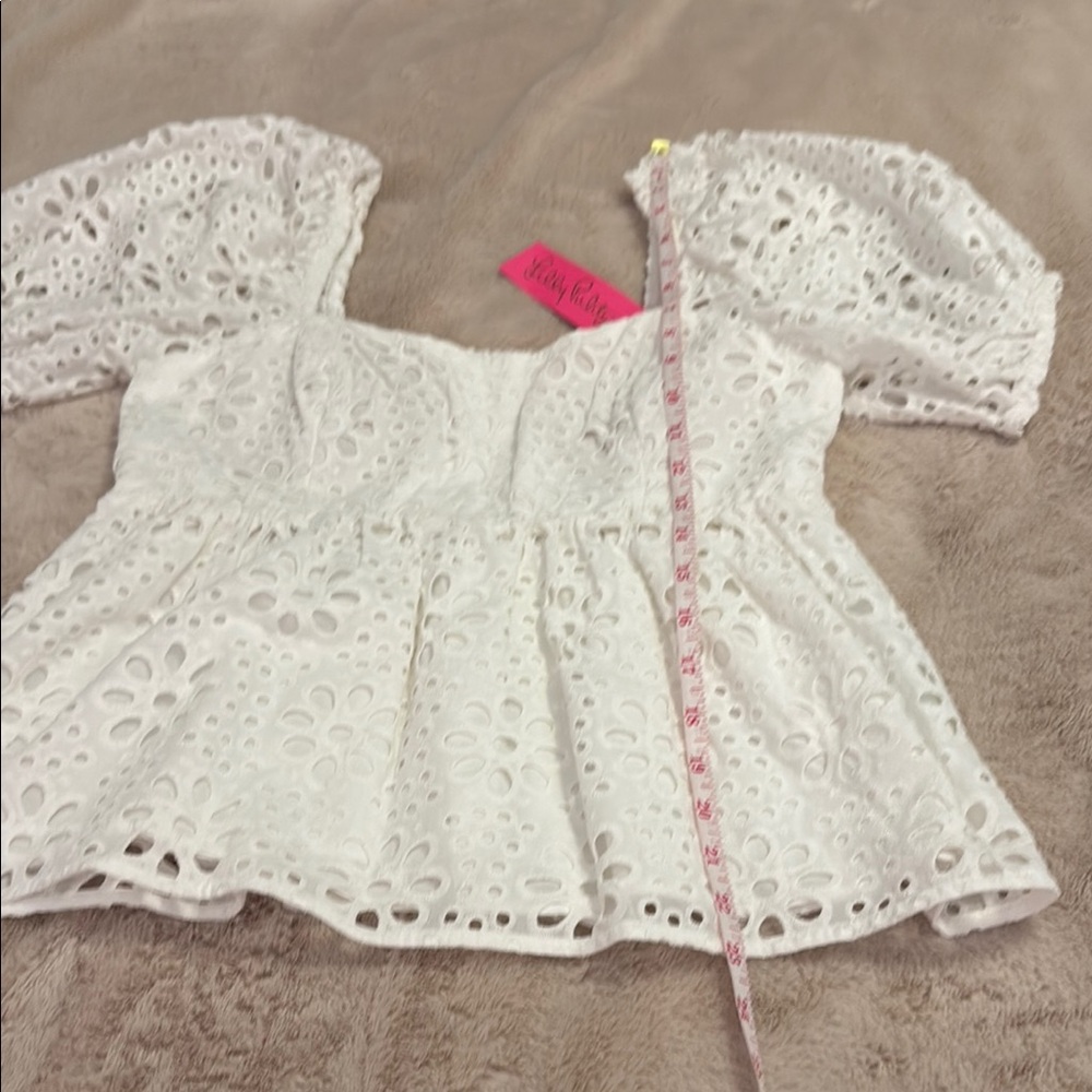 Lilly Pulitzer White Eyelet Puff Sleeve Top - Picture 3 of 6